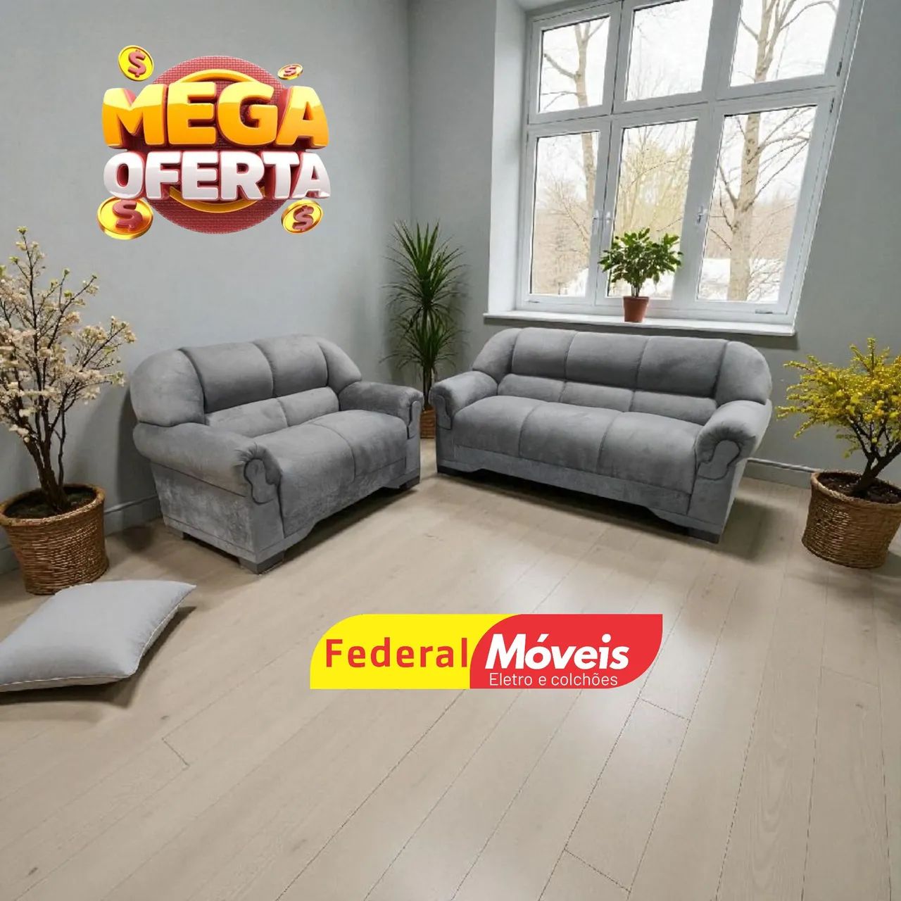 Sofá de 2 e 3 lugares Suede Mega Oferta - Entregamos