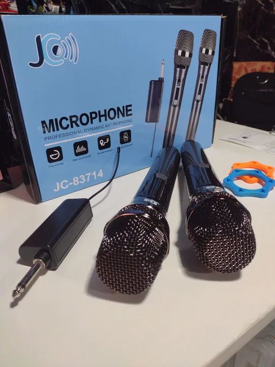 Microfone Sem Fio Duplo Profissional JC-83714 Novo Com Garantia 