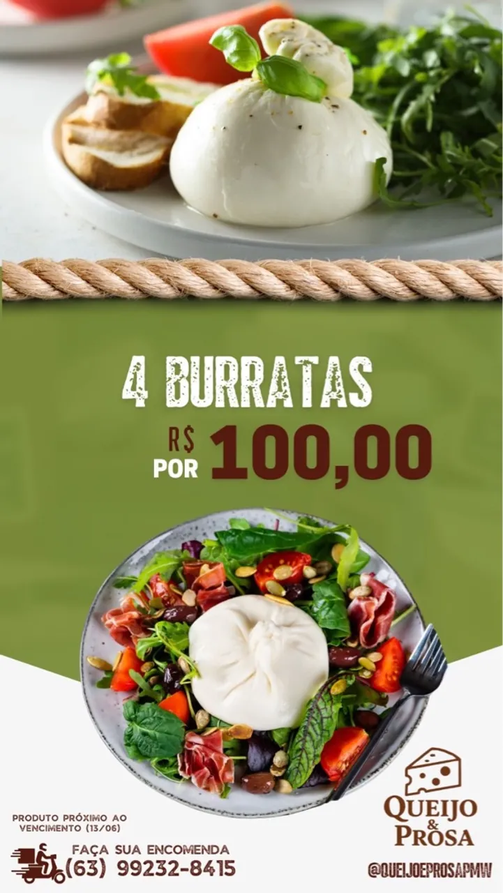 Promoção Imperdível: 4 Burratas por R$100,00!