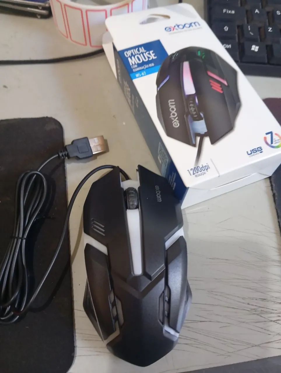 Kit 10 Mouse óptico EXBOM 1200dpi com RGB  - Foto 2
