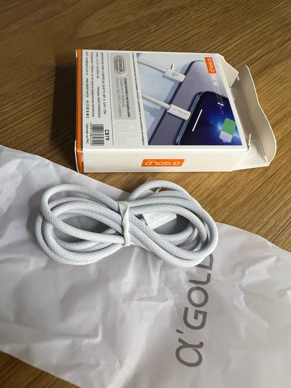 Cabo USB-C Tipo C 60W Trançado 1M Premium De Nylon IPhone 15, 16, 17 - Foto 5
