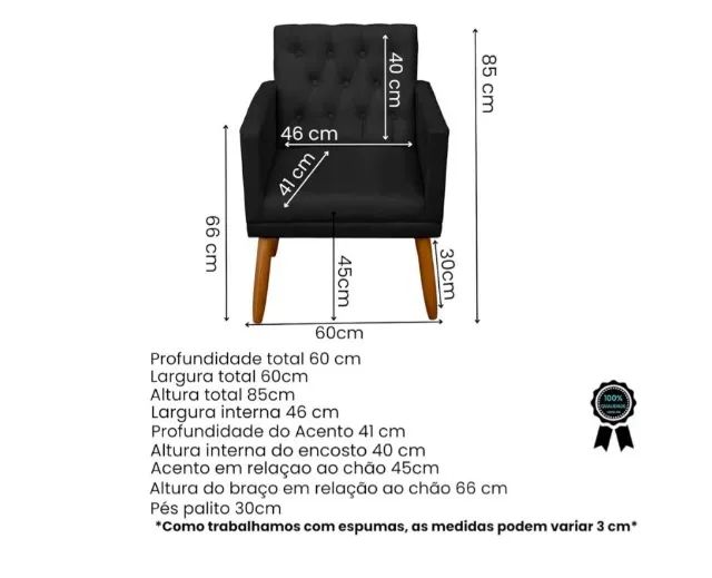 Conjunto de duas poltronas pretas reforçadas - Foto 5