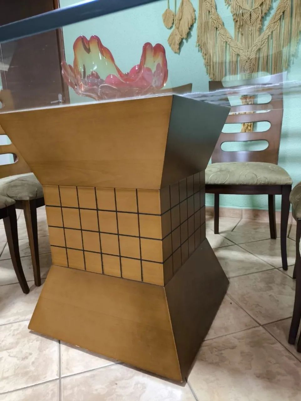 Mesa de jantar, 8 lugares com tampão de vidro. - Foto 4