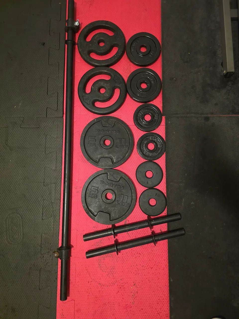 Conjunto de treino, barras e anilhas - Foto 3