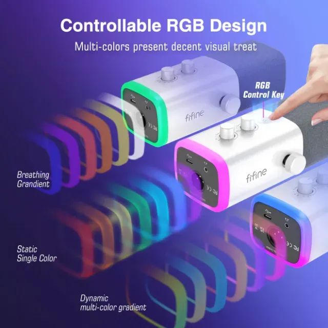 Microfone Fifine AM8 Branco | RGB | USB e XLR | Dinâmico -Entrega Grátis- - Foto 3