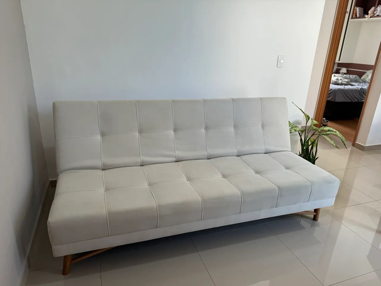 Sofá cama - Linho - Areia