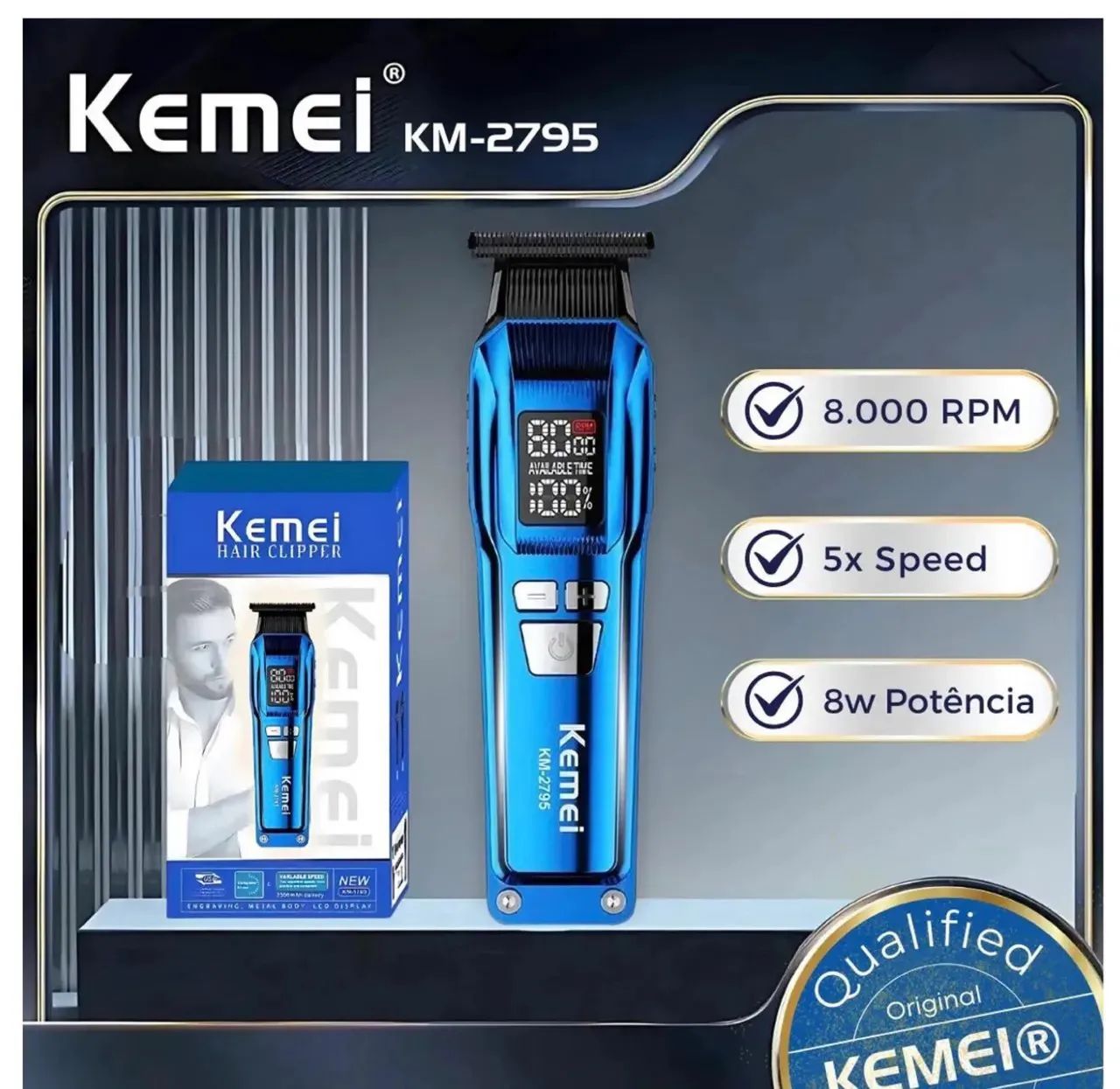 Máquina de cortar cabelo e acabamento Kemei M-KM-2795 - Foto 2