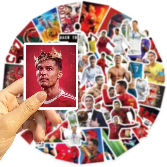 Kit 50 Unidades de Adesivos do Cristiano Ronaldo CR7 - Pcs Peças Autocolantes Futebol - Foto 3