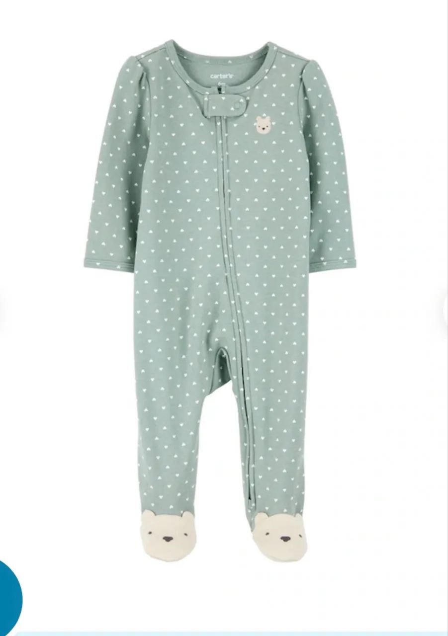 Macacão bebê com pezinho coração urso verde | Carter's - Foto 3