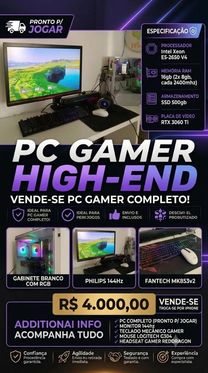 VENDO OU TROCO PC GAMER COMPLETO