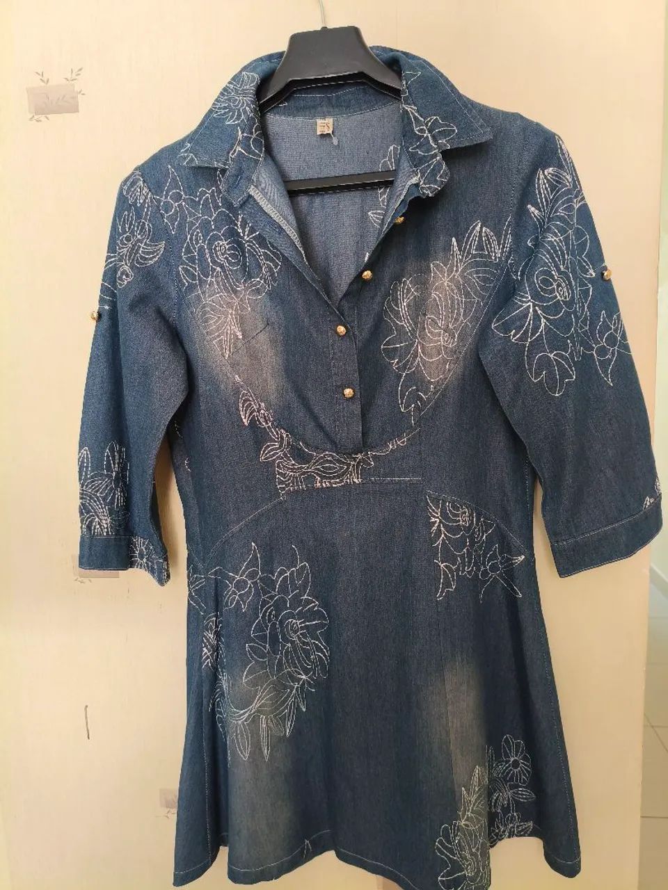Vestido JEANS importado acinturado Tam 44 - Foto 3