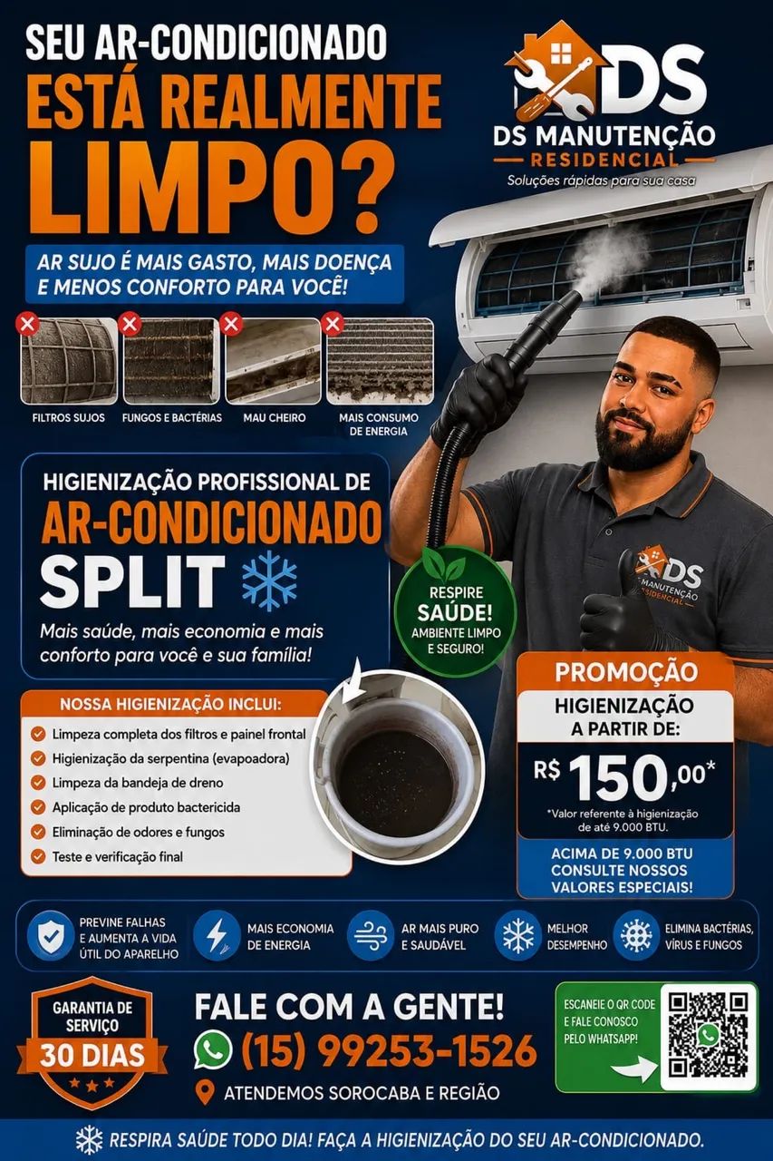 Limpeza e higienização de ar-condicionado 