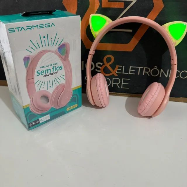Fone Ouvido Bluetooth Gatinho Sem Fio Com Luzes - Foto 2