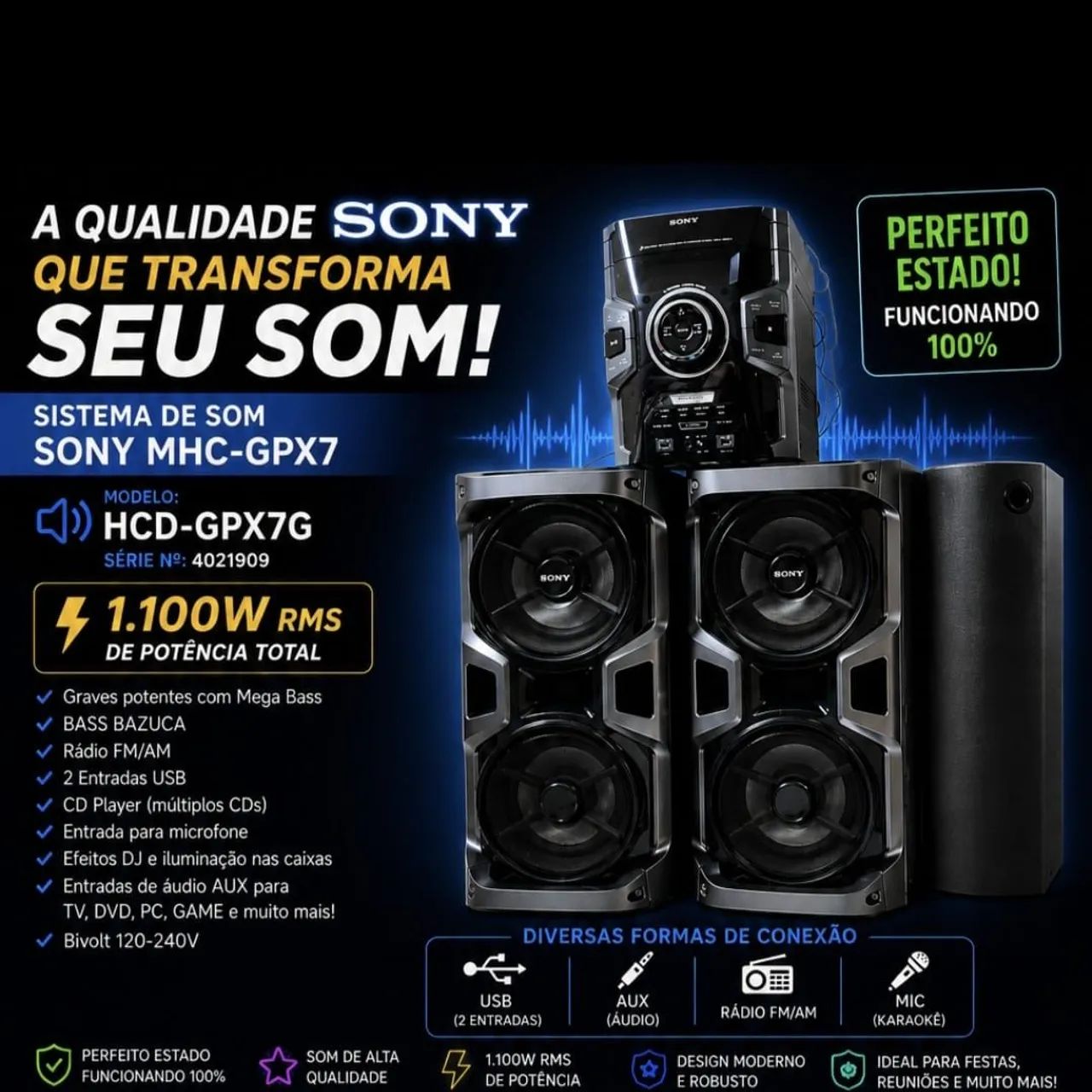 Aparelho Som Sony - HCD-GPX 7G - Foto 3