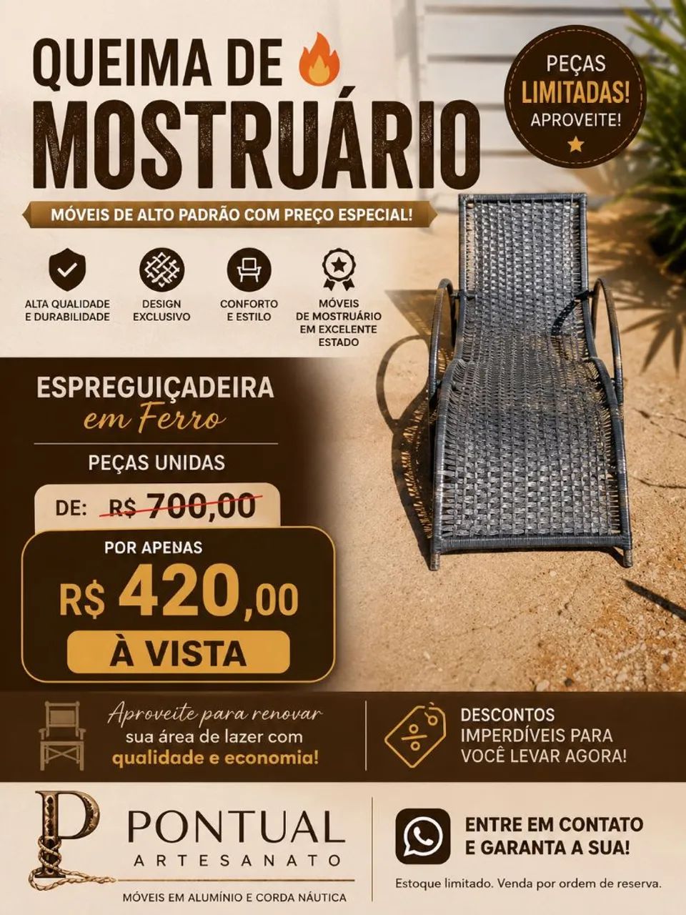 Espreguiçadeira de ferro fixa
