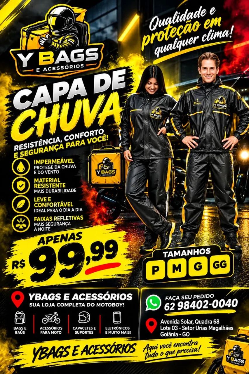 Capa de chuva para motoboy 