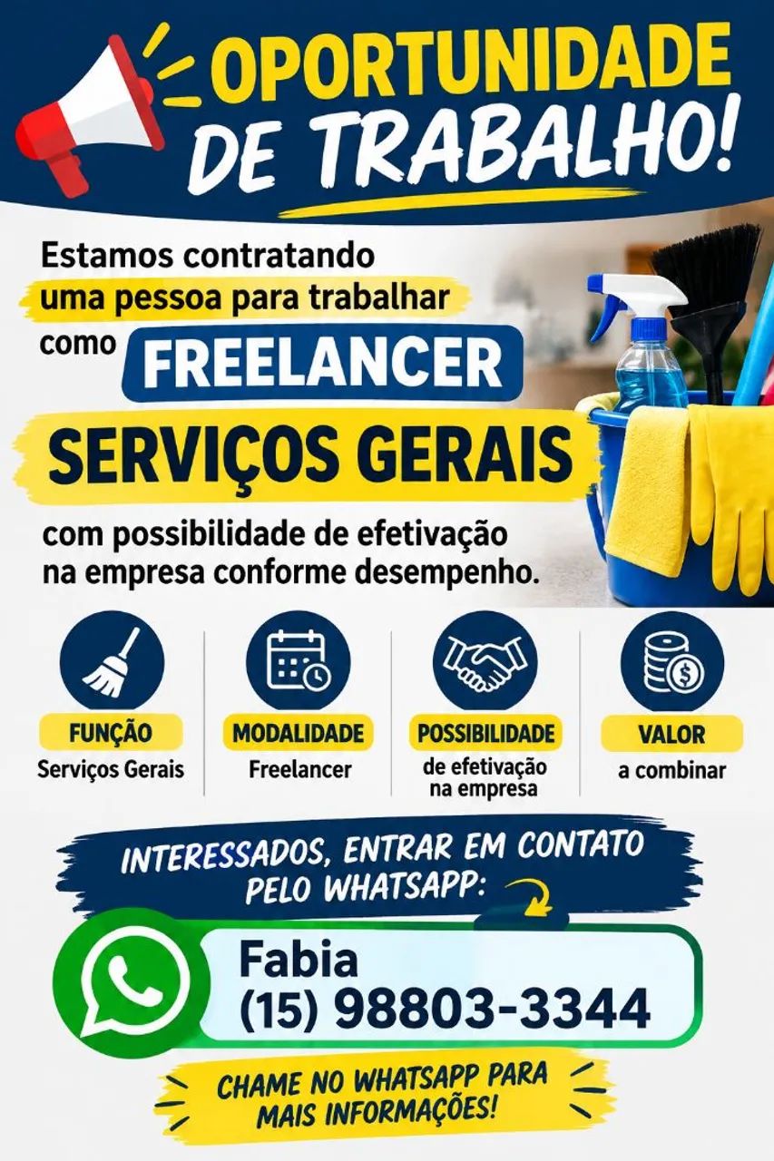 ? OPORTUNIDADE DE TRABALHO!
