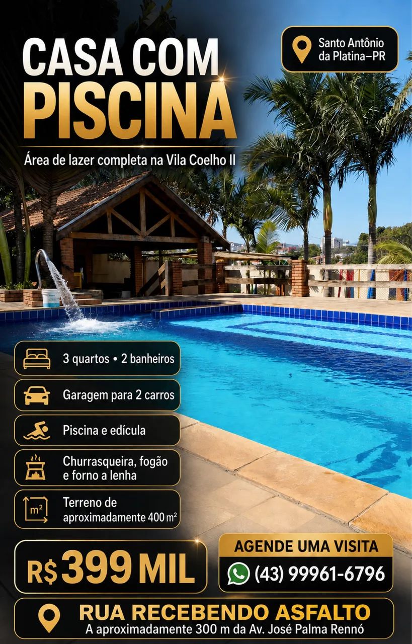 ? CASA COM PISCINA E ÁREA DE LAZER COMPLETA À VENDA