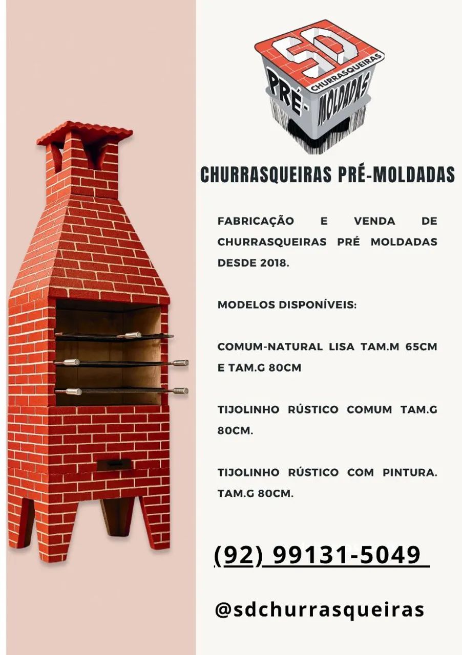 Churrasqueiras pré-moldadas. Práticas e funcionais tam.G 80x50x2.60 - Foto 6