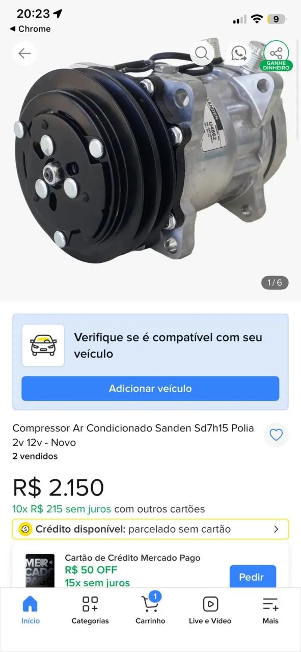 Compressor de ar-condicionado Automotivo.