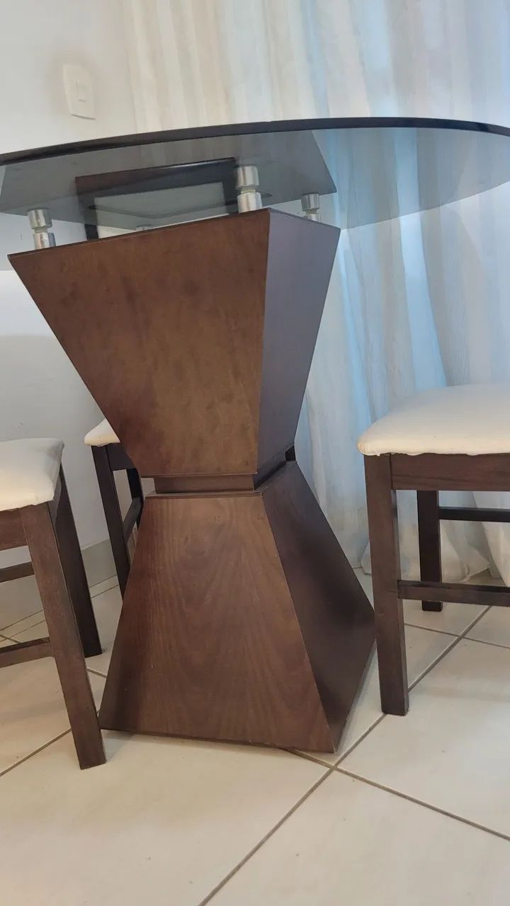 Mesa de Jantar 110cm Vidro temperado + 4 Cadeiras acolchoadas - Foto 2