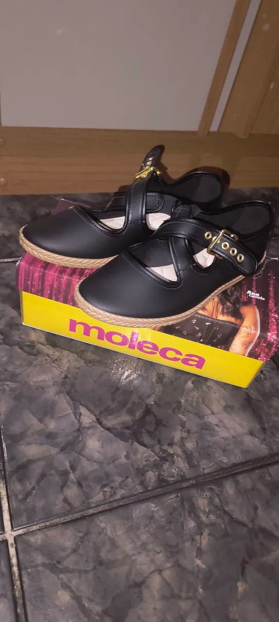 Sandália Moleca Alpargata Moleca com Fivela Feminina Preto