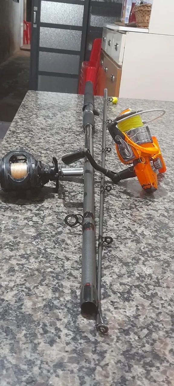 Kit vara/p carretilha,  carretilha e mulinete 
