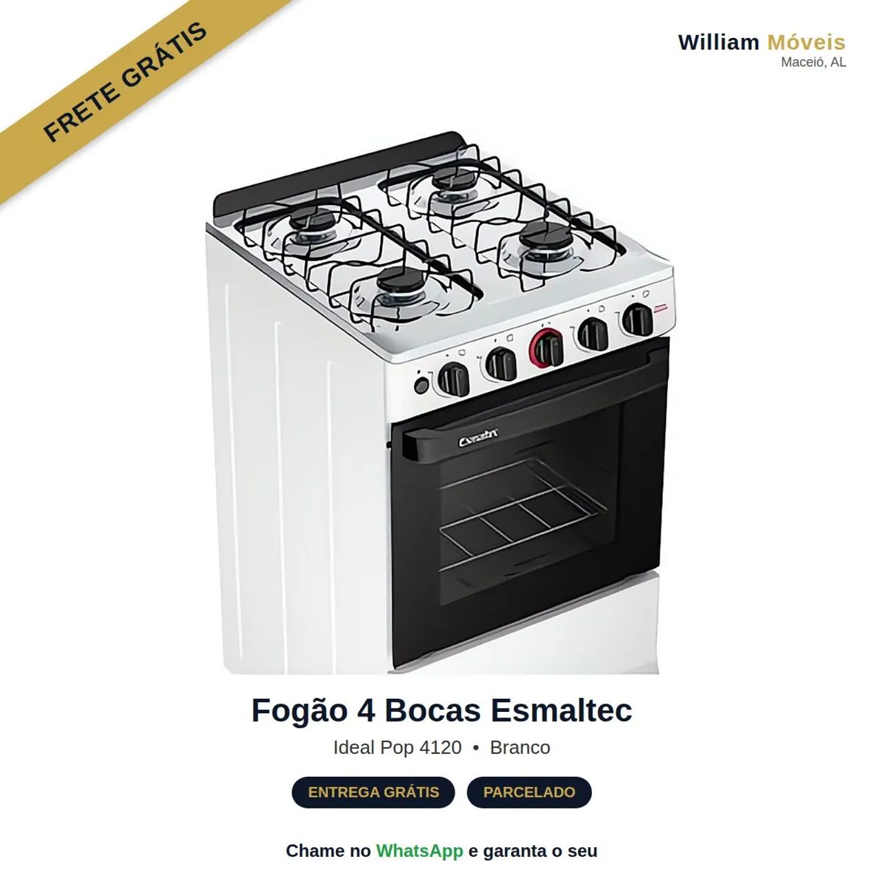 Fogão 4 Bocas Esmaltec  - Acendimento automático 