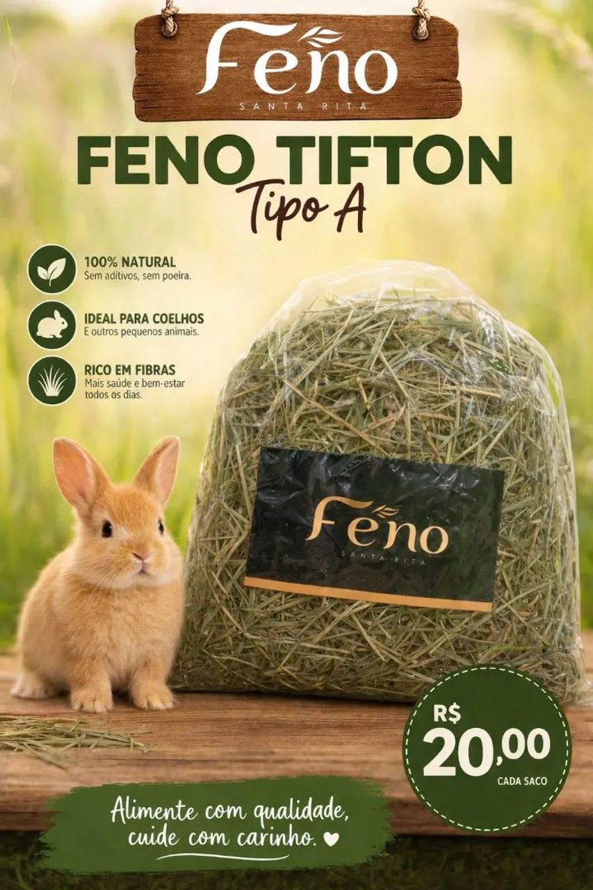 Feno Tifton para coelho 
