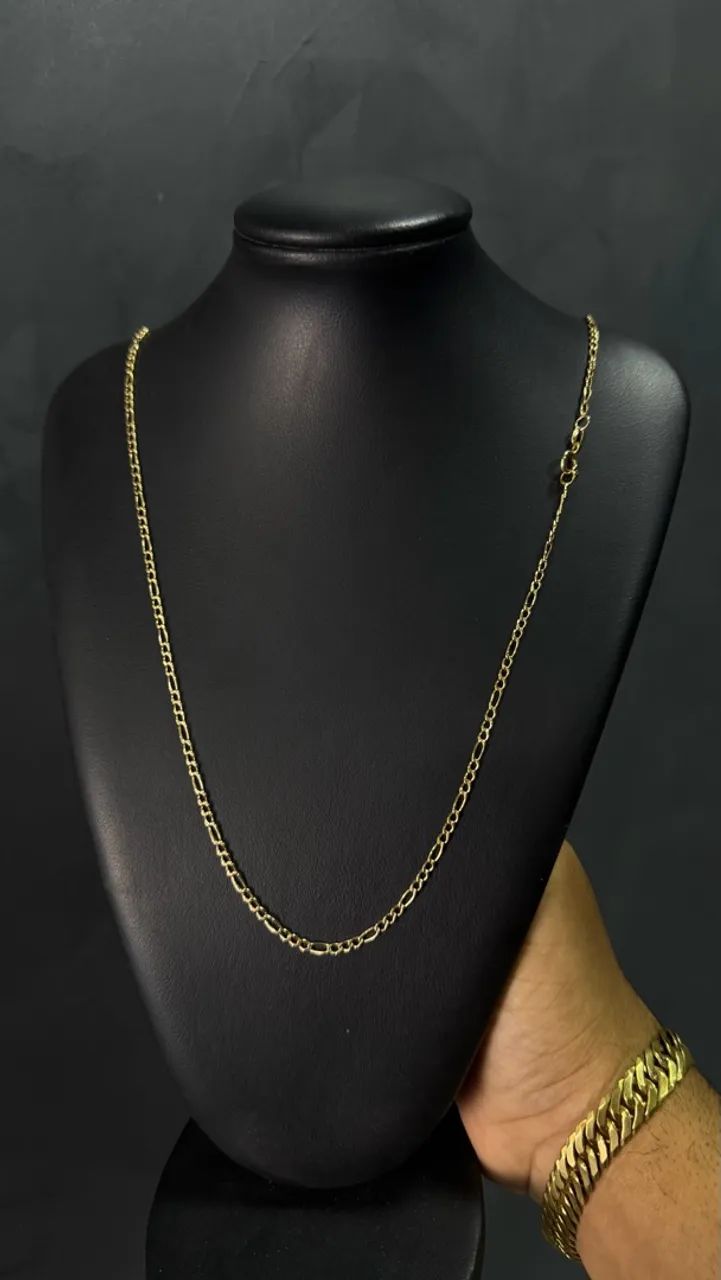 Corrente Figaro 3x1 Ouro 18K