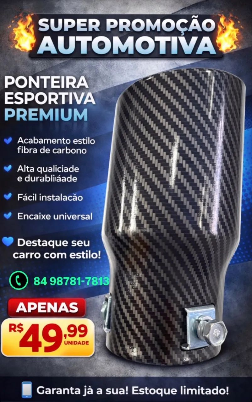 PONTEIRA ESPORTIVA UNIVERSAL - ESTILO CARBONO 