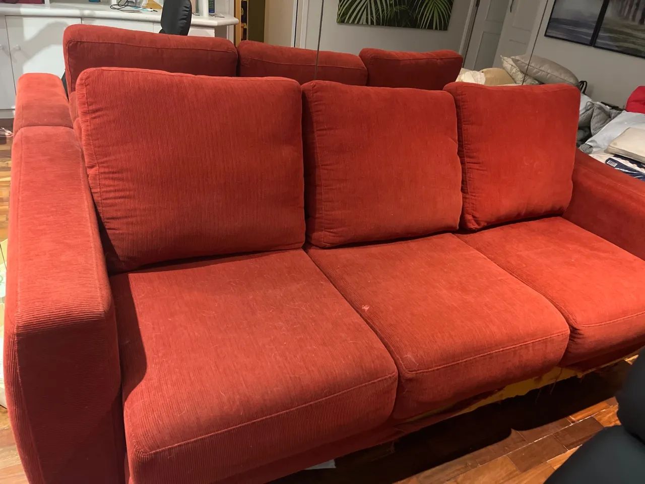 Sofá Vermelho 3 lugares Tecido  - Foto 3