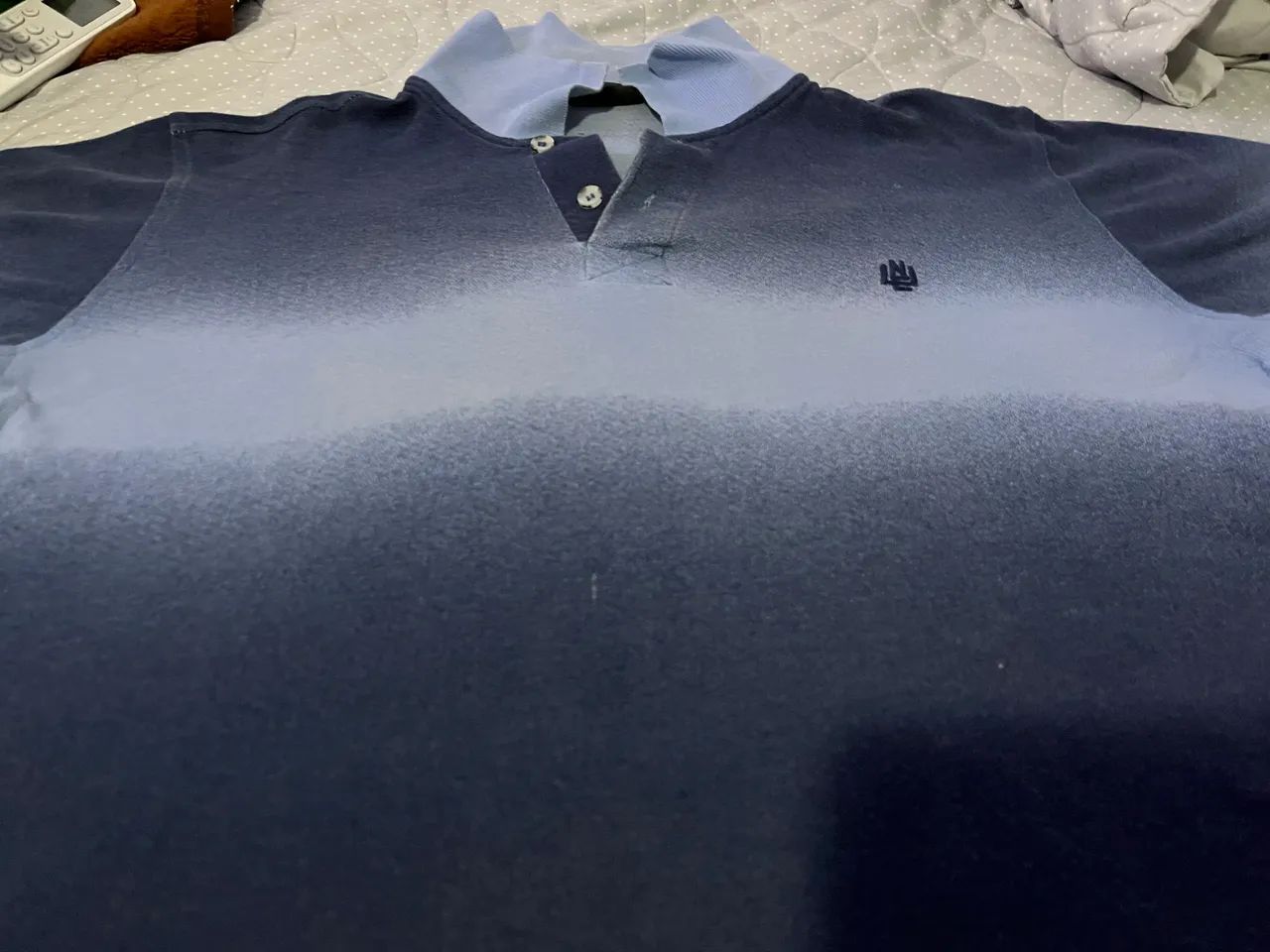 Camisa Polo Masculina Azul Degradê / Ombré Estilo Casual - Foto 4