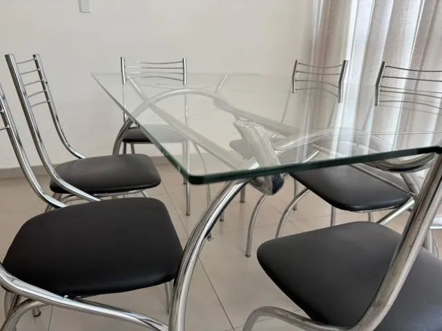 Mesa de Jantar de Vidro com 6 Cadeiras - Foto 2