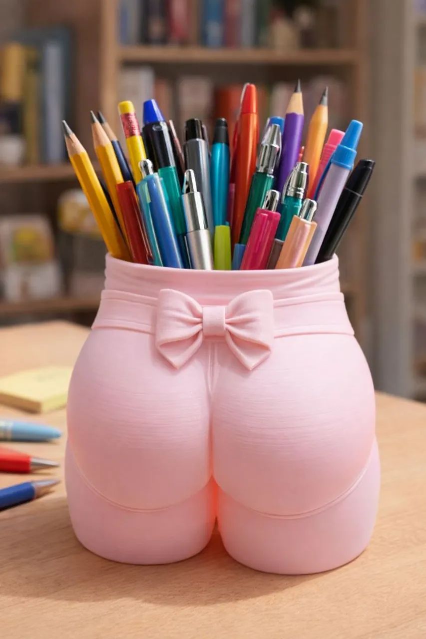 Creative Pencil Holder in the Shape of a Pink Shorts with Bow - Fun and Functional Decoration