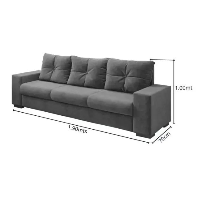 Sofá 3 lugares em suede cinza - Foto 2