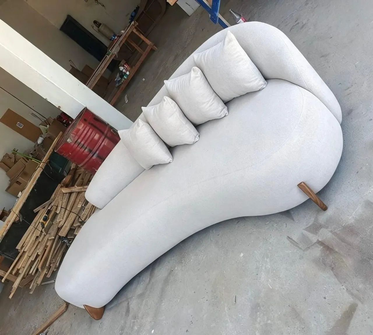 Sofá orgânico de 2,30 tecido bloucle 