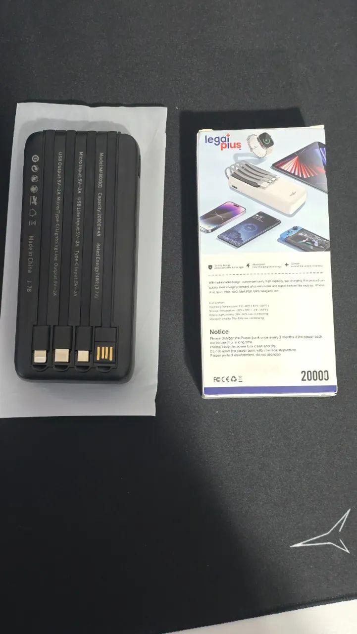 powerbank carregamento rápido 20000 mAh com cabos - Foto 2