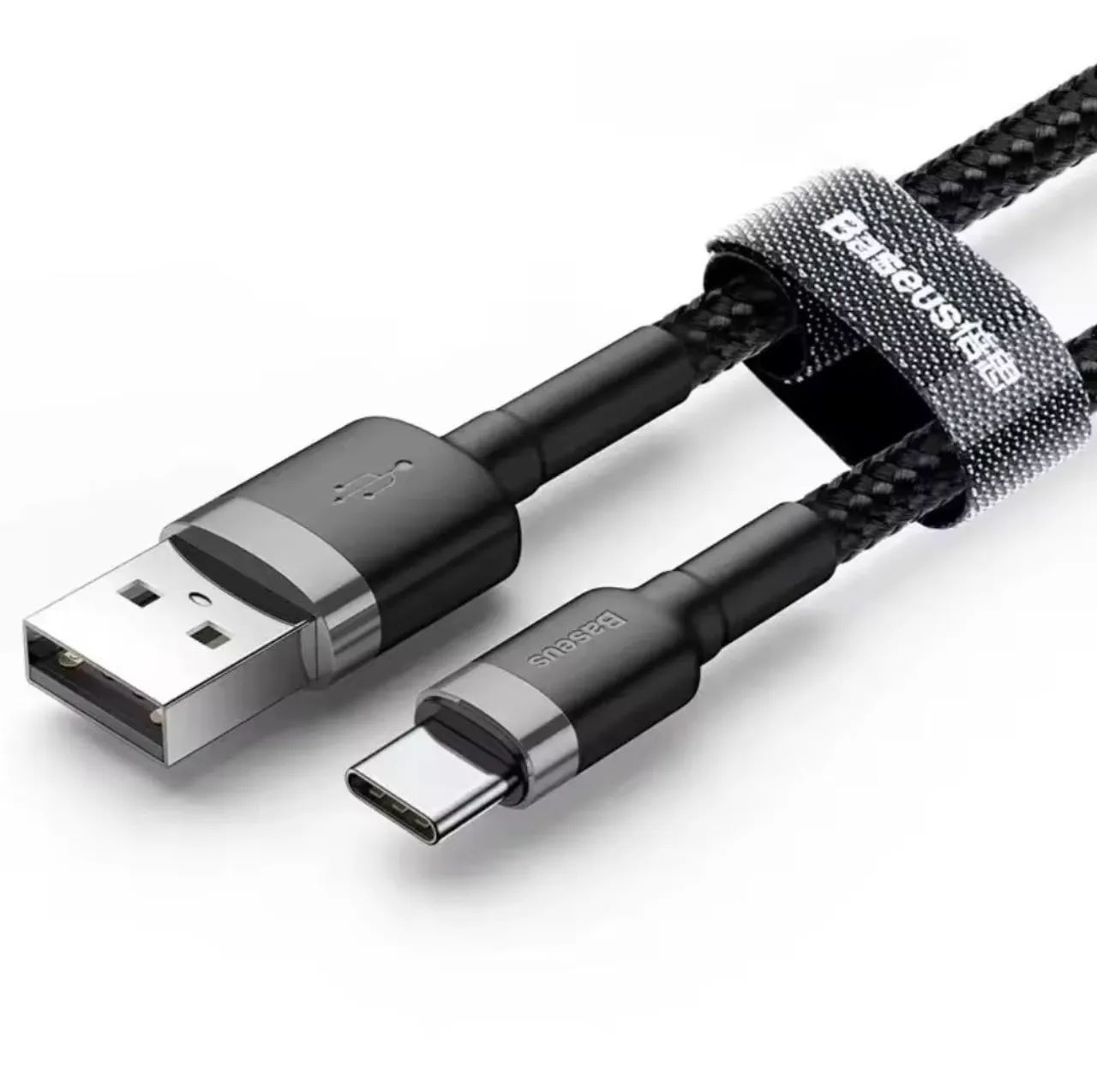 Cabo Baseus Tipo C Carregamento Rápido USB 3.0 Turbo Preto com Cinza