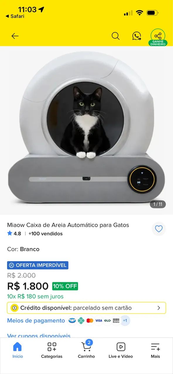 Caixa automática para recolher coco e xixi do gato - Foto 3