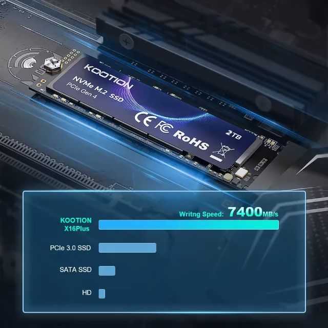 SSD M.2 Nvme Kootion X16 Plus 2TB 7400MBps / 6800MBps - Foto 4