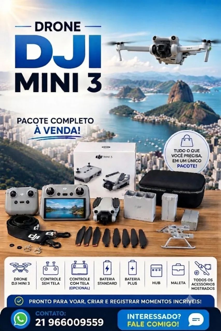Drone DJI Mini 3 + Vários Acessórios 