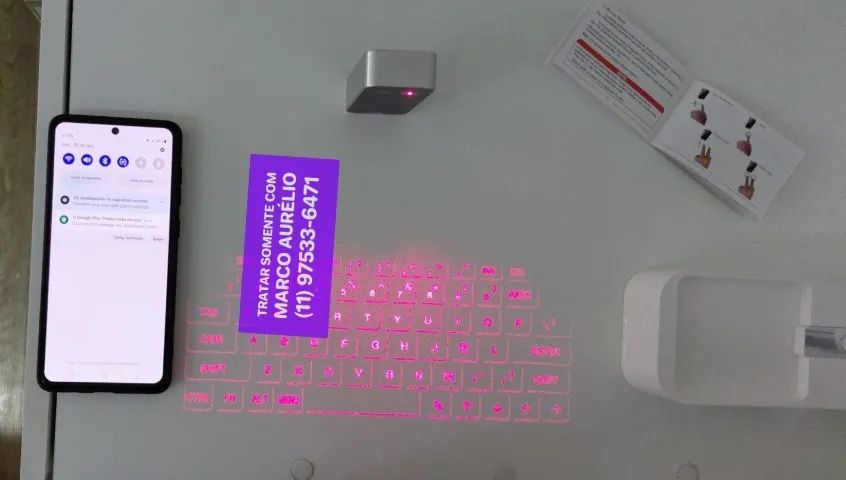 Teclado e Mouse de Laser Projetado Bluetooth Sem Fio Virtual - Foto 3