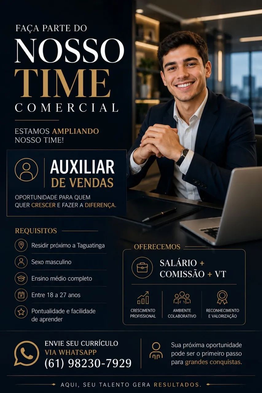 Vaga: Auxiliar de vendas (Masculino)