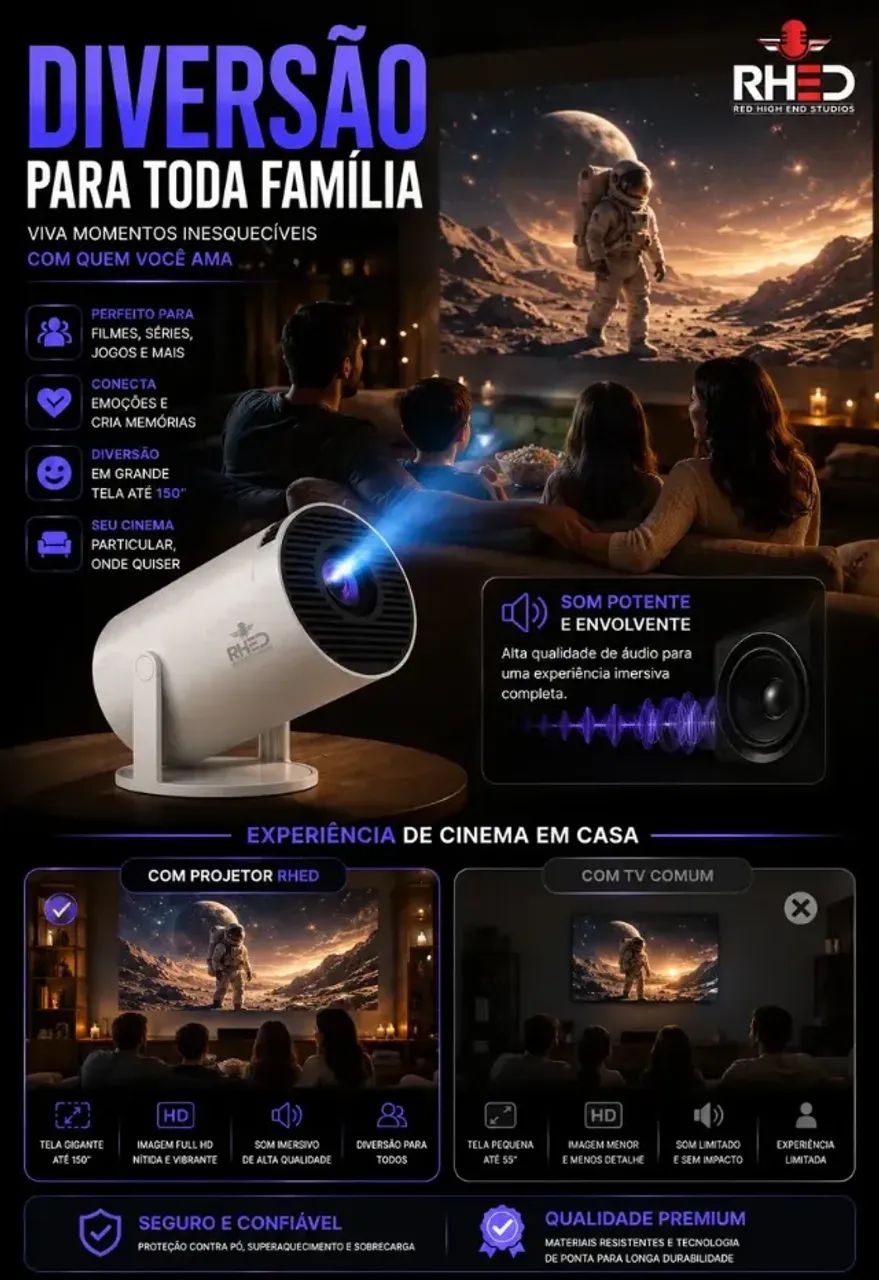 Projetor Smart Portátil Full Hd 4k - Foto 4