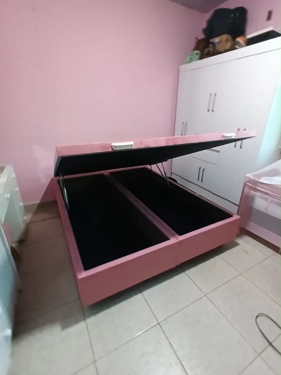 Baú Queen Rosa Suede Camurça  - Foto 3