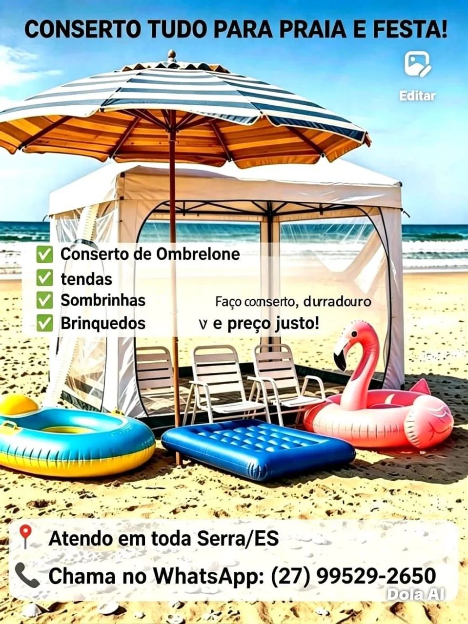 Conserto de equipamentos de praia