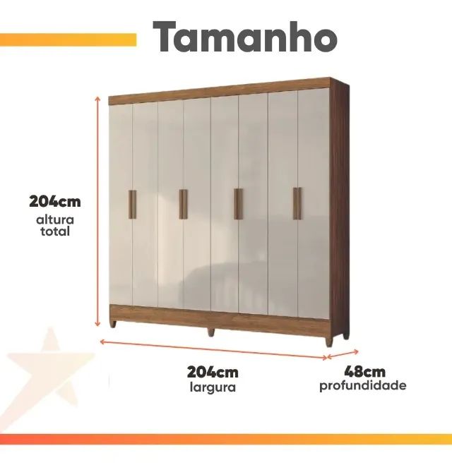 Guarda Roupa Casal 8 Portas com Espelho Moval - Foto 4