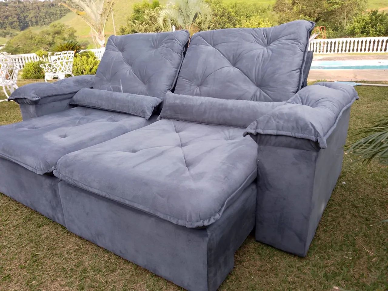 2.30m Gray Pull-Out Sofa, New453011526733025283