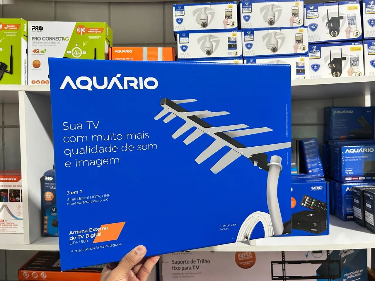  Antena Externa DTV-1500 com Cabo e acessórios promoção 